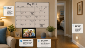 Low Cost Tools That Support a Dementia Friendly Home Environment Beyond physical changes, a few simple tools can help daily routines run more smoothly. 1. A large print calendar or whiteboard for tracking the day and date. 2. A digital photo frame that cycles through family pictures. 3. Motion sensor night lights for hallways and bathrooms. 4. A simple voice assistant, such as a smart speaker, for reminders and music. These tools are widely available online and in most home stores. In addition, many charities offer loan schemes for larger equipment, so it is worth asking locally before buying new.